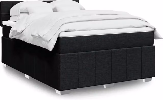 Letto con Giroletto a Molle e Materasso Ibrido vidaXL, Colore Nero e Bianco, L/P: 160 x 200 cm