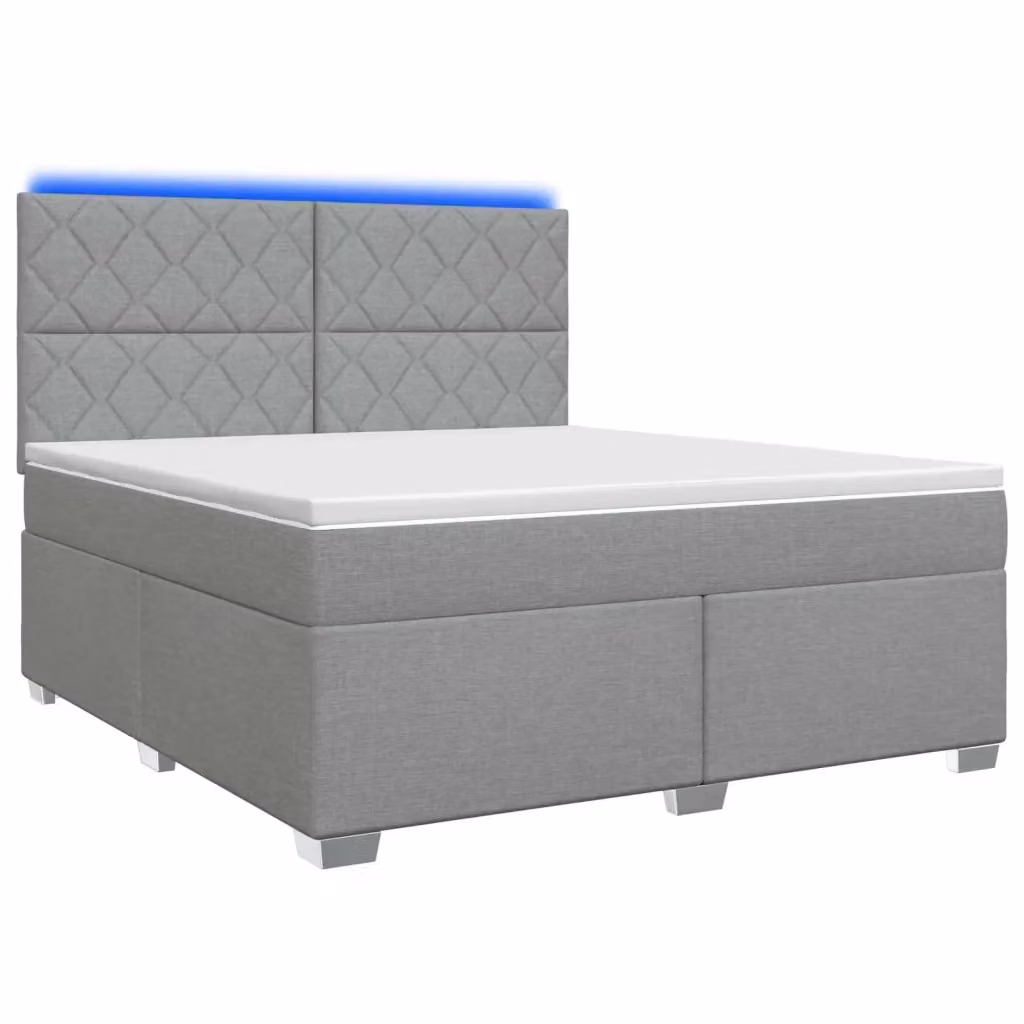 Letto box spring con materasso vidaXL in tessuto Grigio, con base a sollevamento, illuminazione sottostante e porta di ricarica USB, L/P: 140 x 190 cm – 2