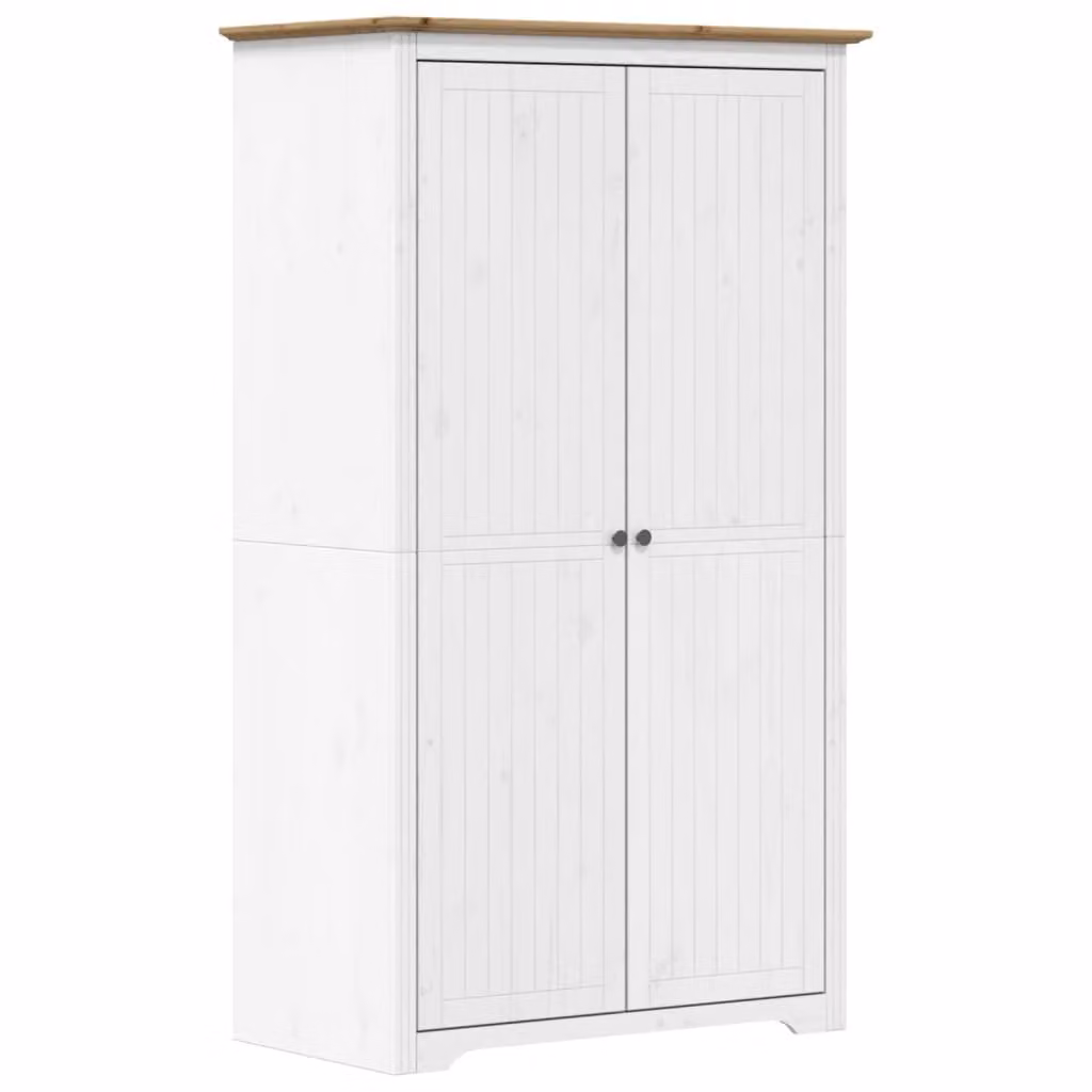 Armadio BODO 99x53,5x173 cm Legno Massello Pino Bianco Marrone