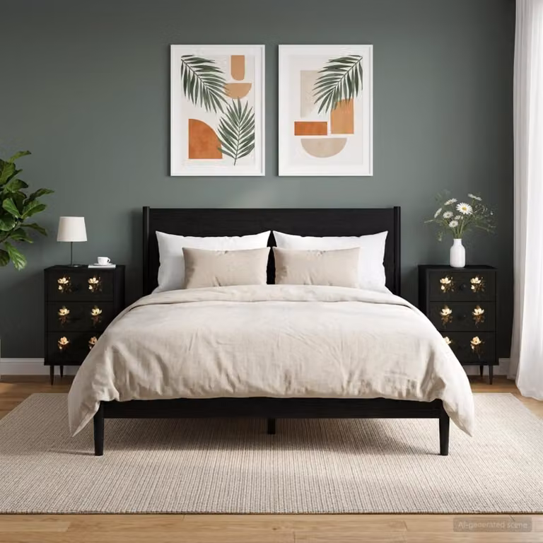 Set di 2 Armadi da Notte vidaXL BREMEN in Rovere Nero, L 36 cm x P 33 cm x H 61 cm
