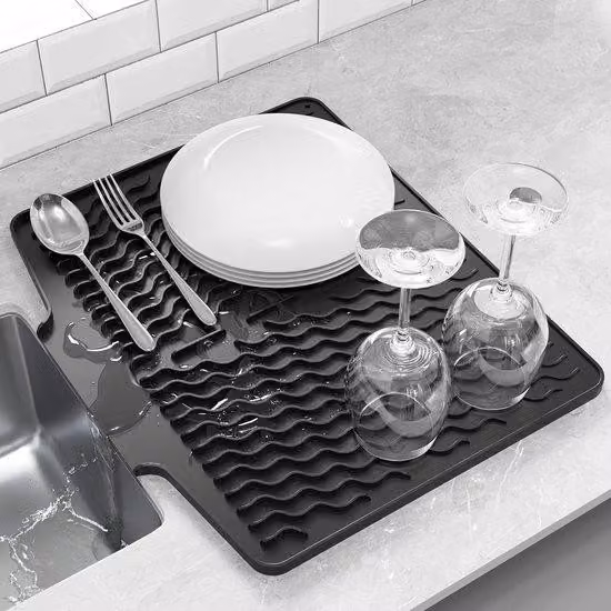Tappetino in silicone con protezione antiscivolo - 40 x 33 cm - asciugatura rapida, facile da pulire, per galleggianti per stoviglie