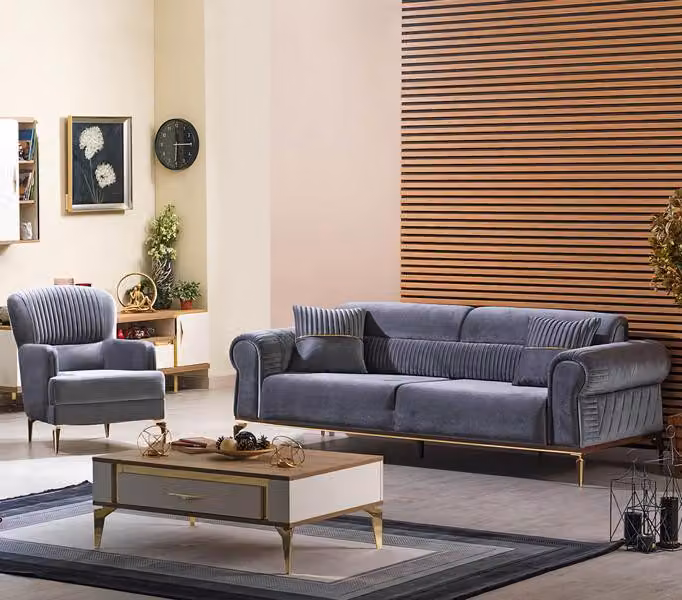 Sofagarnitur Wohnlandschaft Couch Sofa Sitzgarnitur Polstermöbel Sitzgruppe 3+1