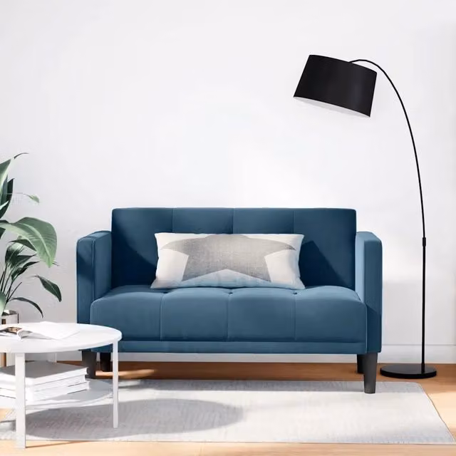 Divanetto moderno vidaXL in velluto blu, L: 111 cm, P: 67 cm, H: 74,5 cm