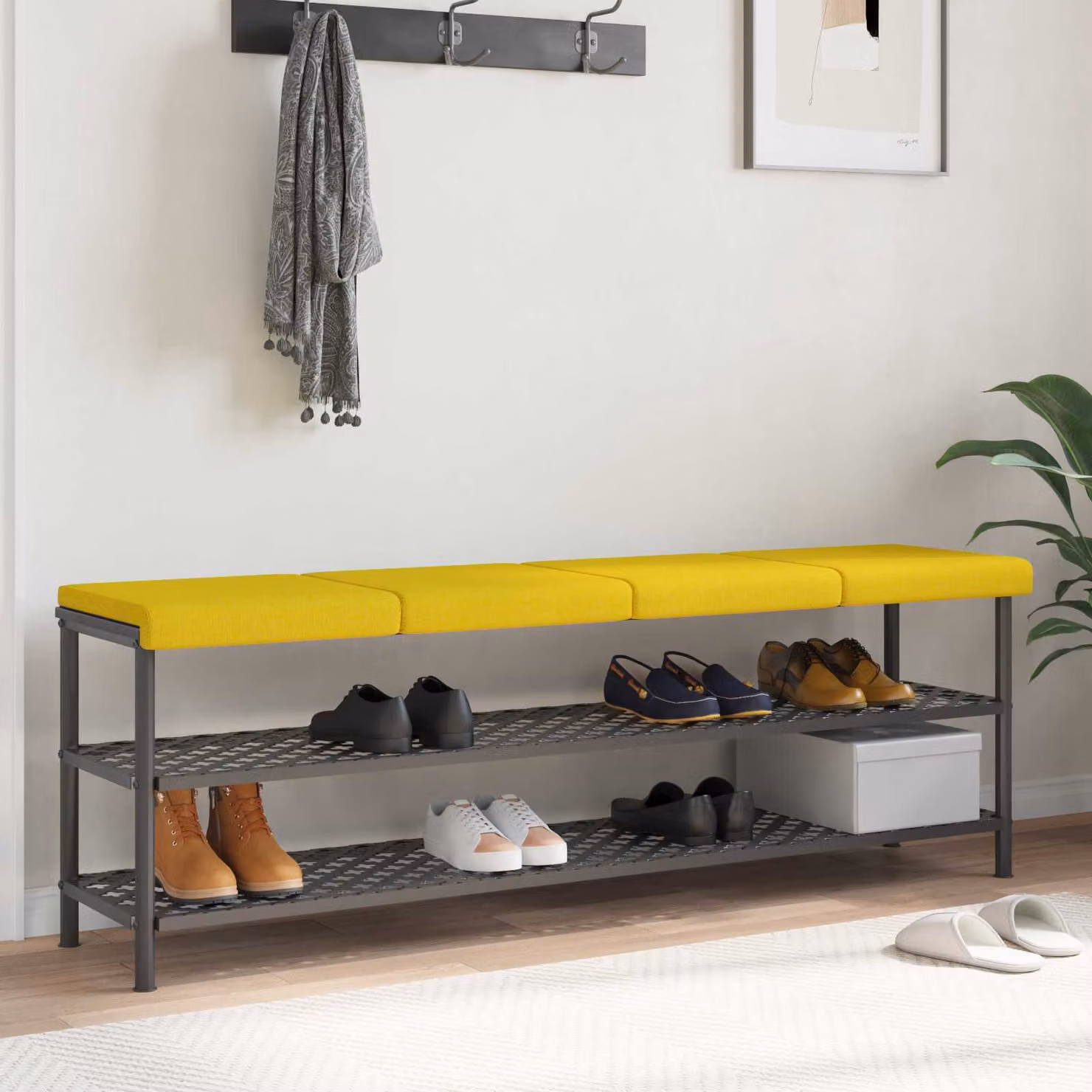 Set di 4 cuscini per panchina vidaXL in schiuma e poliestere, colore giallo, design moderno e antiscivolo