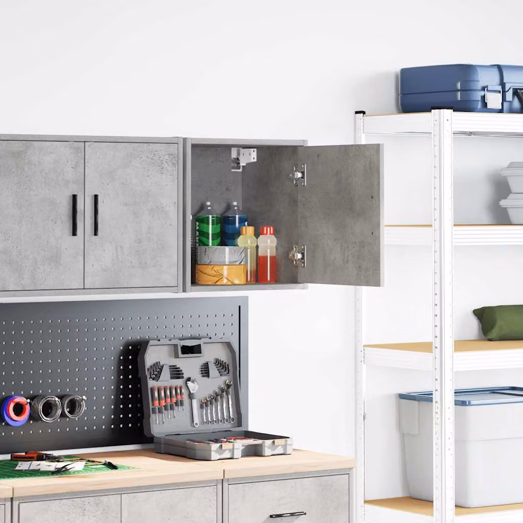 vidaXL Pensile per Garage Grigio Cemento in Legno Multistrato