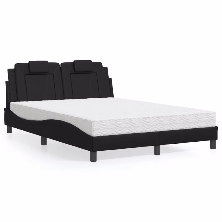 Letto Viana vidaXL con Materasso in Similpelle Nero, L/P/H: 200 x 140 x 74,5 cm
