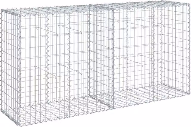 Cesto Gabbione con Copertura DESIGN IN in Acciaio Zincato Argento L/P/H: 200 x 50 x 100 cm