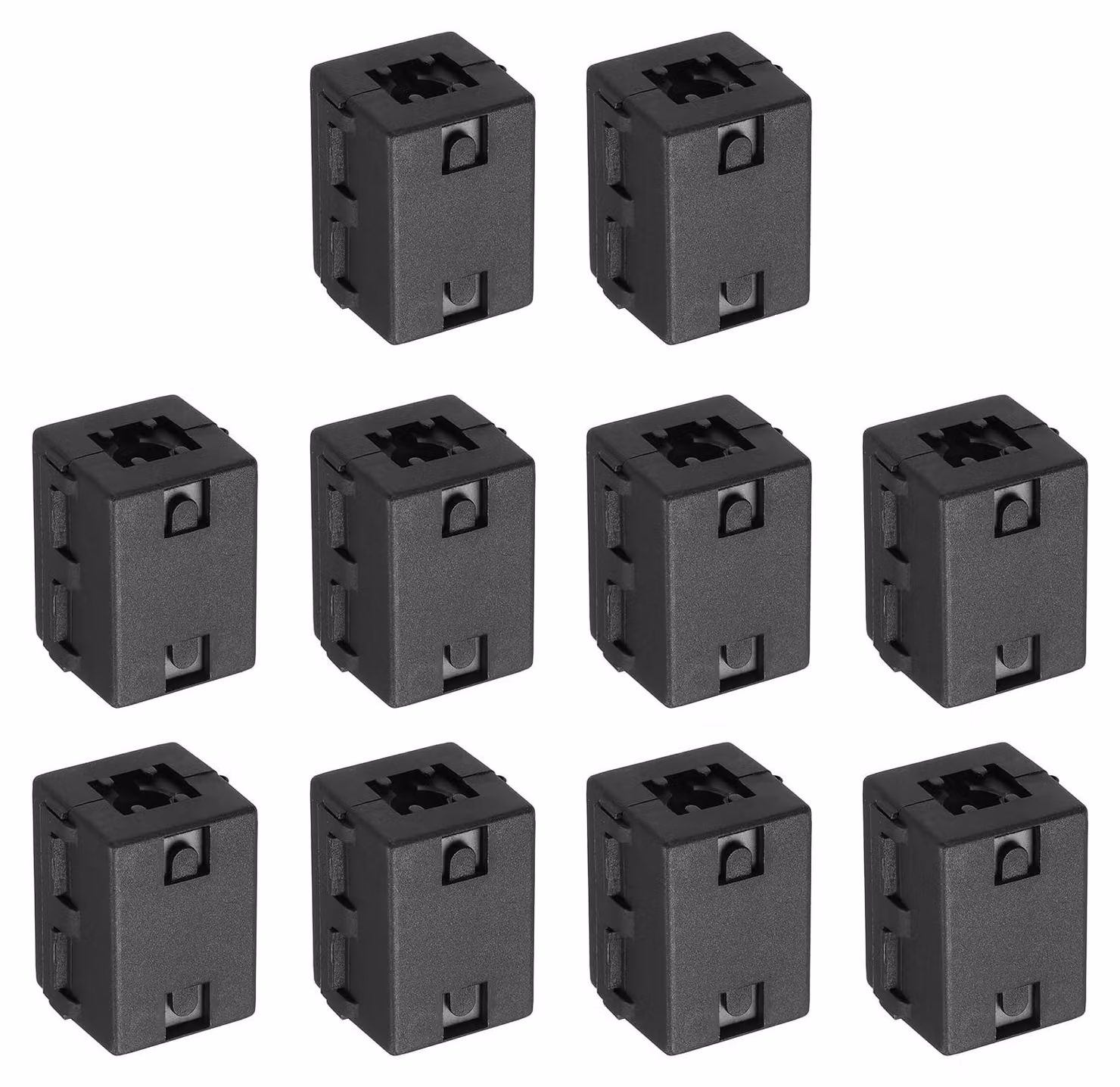 10 nuclei ferromagnetici a clip, 8 mm, filtro di soppressione EMI, neri, quadrati