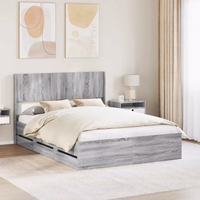 Struttura del letto con stoccaggio e testata Grigio Sonoma 3414328