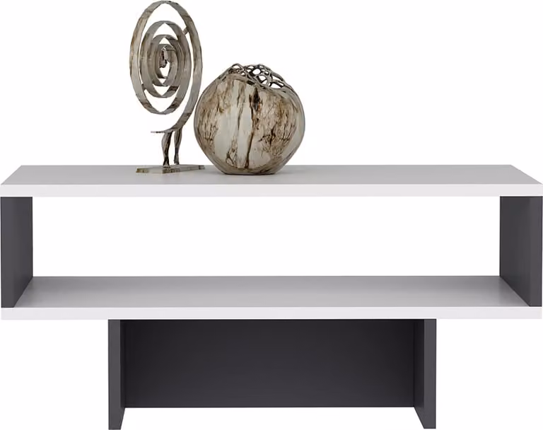In And OutdoorMatch tavolino Giggs - 36,4 x 80 x 45 cm - Bianco e antracite - Design moderno - Truciolare
