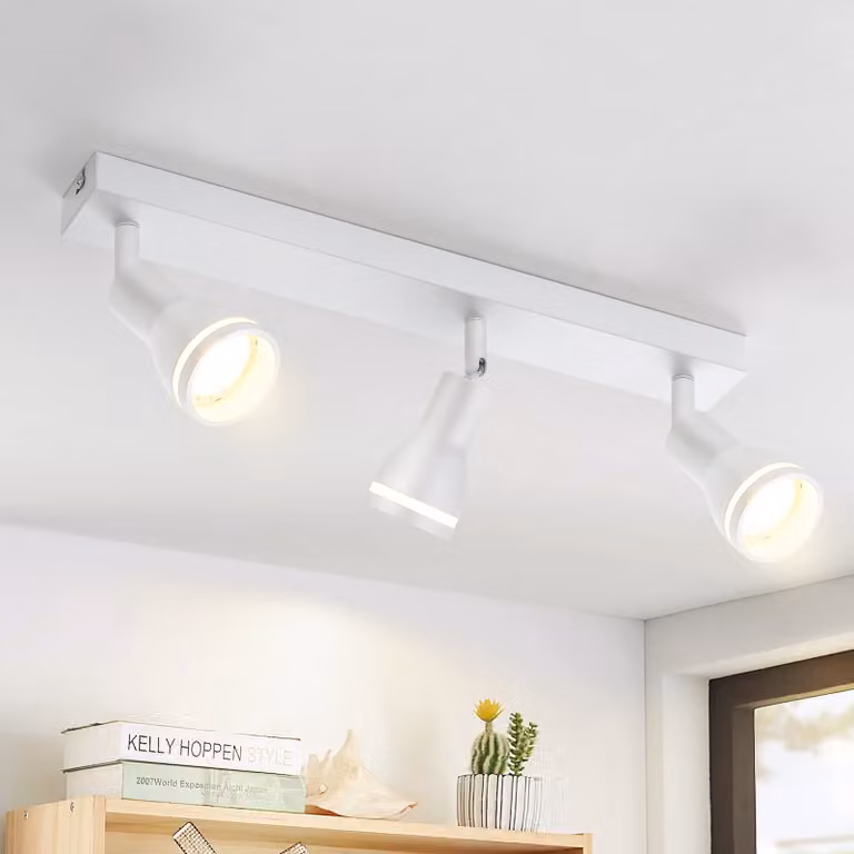 ZMH Plafoniera LED 3 fiamme bianca Faretto da soffitto GU10 orientabile in metallo per zona giorno cucina, senza lampadine