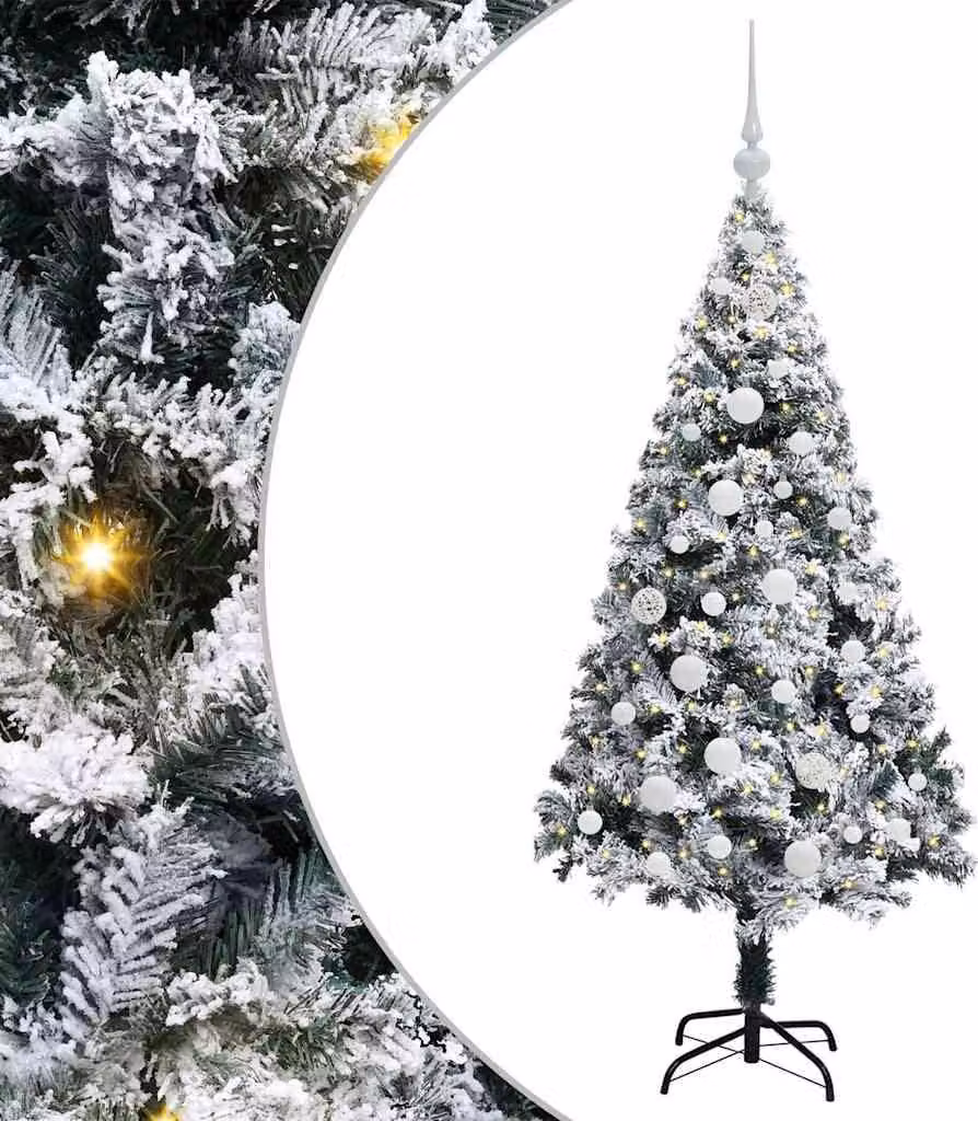 Albero di Natale artificiale con 150 LED con supporto bianco 150 cm
