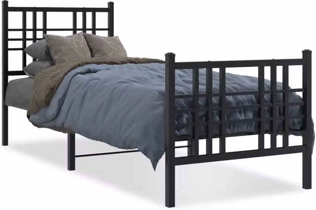 Letto singolo per adulti DESIGN IN con testiera e pediera in metallo nero opaco L: 80 cm, P: 200 cm – 1