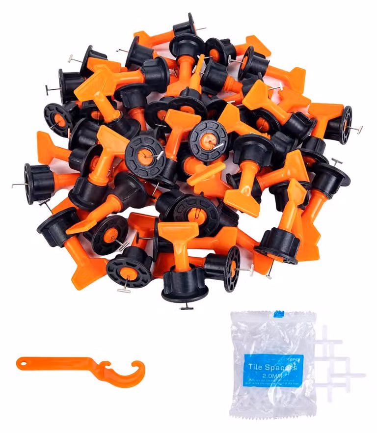Sistema di livellamento per piastrelle - 2 mm - 50 clip - 100 distanziatori - Con chiave