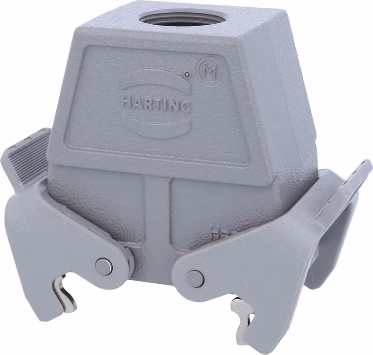 HARTING Han 10B Custodia con manicotto alta, 1xM25 uscita cavo diritta, con 2 staffe trasversali Vite M25 Area di serraggio 9,0 mm -