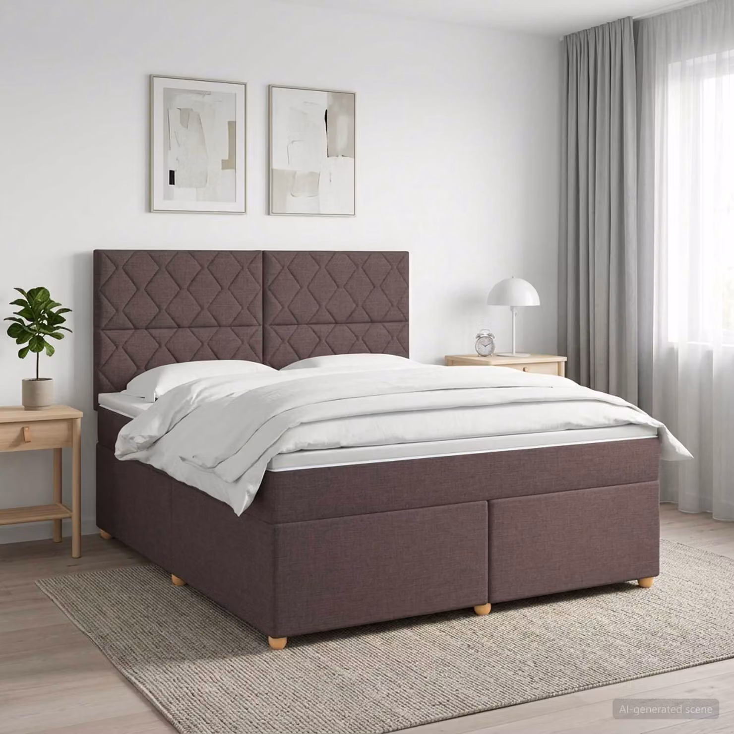 Letto box spring ibrido vidaXL con materasso a molle insacchettate, Marrone e Bianco, L/P/H: 160 x 200 x 140,5 cm