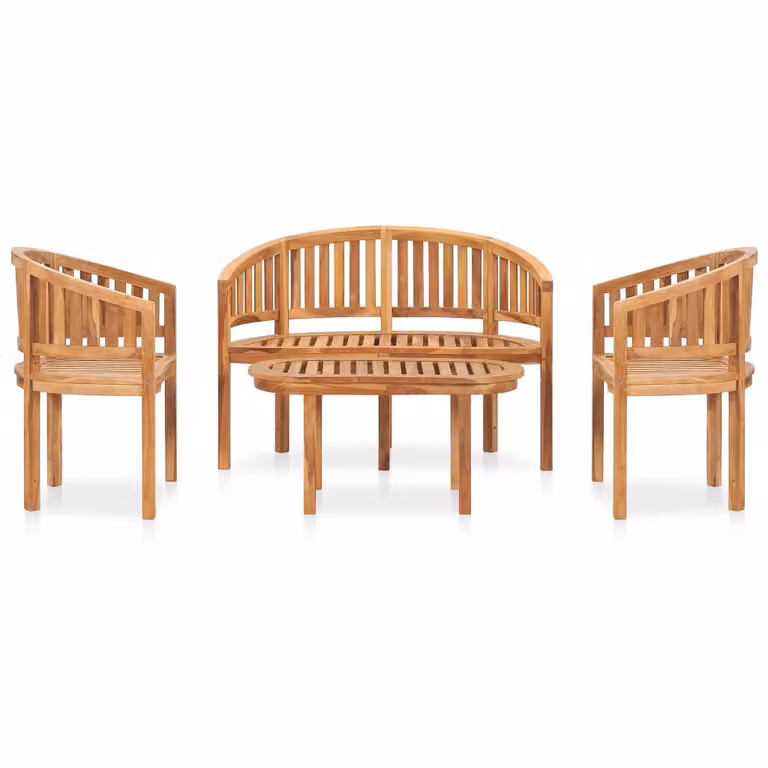 set di 4 pezzi da giardino in teak massiccio