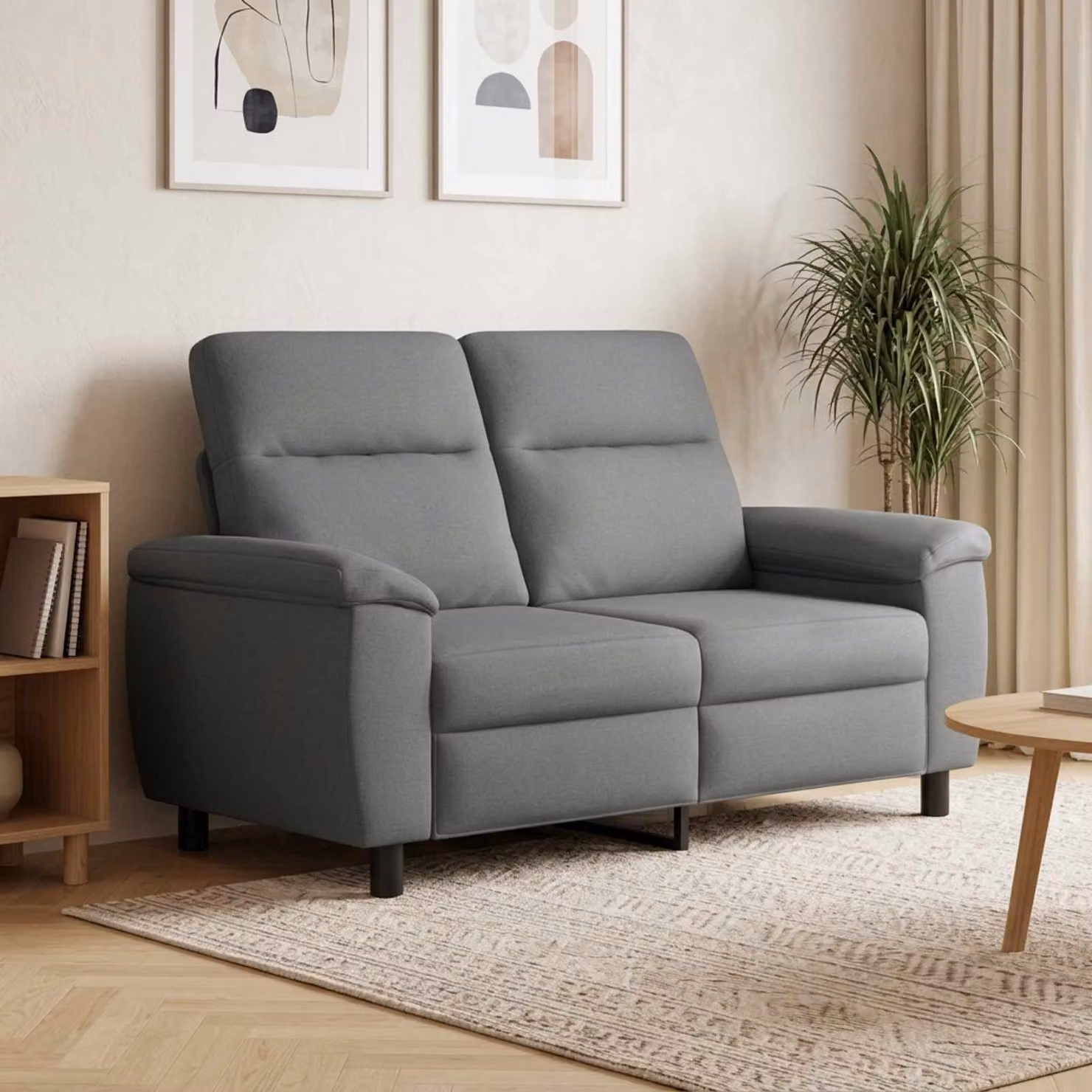 Divano moderno vidaXL in tessuto grigio scuro con struttura in metallo L: 158 cm, P: 90 cm, H: 95 cm