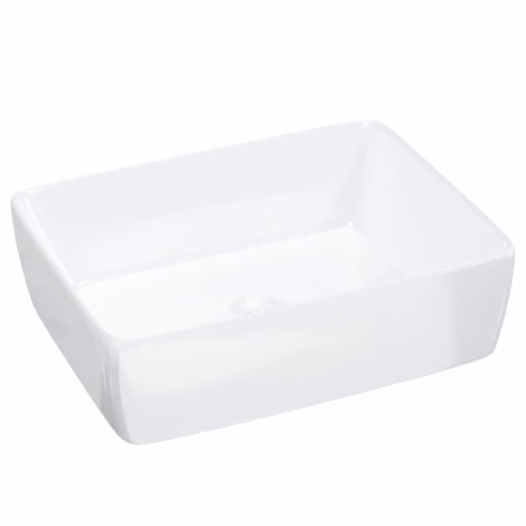 Lavandino Bianco 48x37x13 cm in Vetroceramica Rettangolare