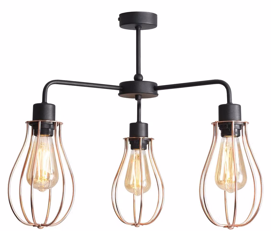 Lampada a sospensione ALLEGRA nero-ottone 3xE27x60W metallo dim.: 73x56x56 cm IP20 Aldex
