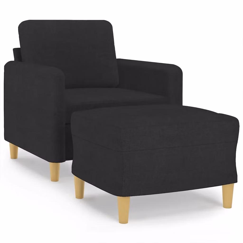 vidaXL Poltrona Relax con Poggiapiedi Nero in Tessuto e Struttura in Metallo e MDF – 2