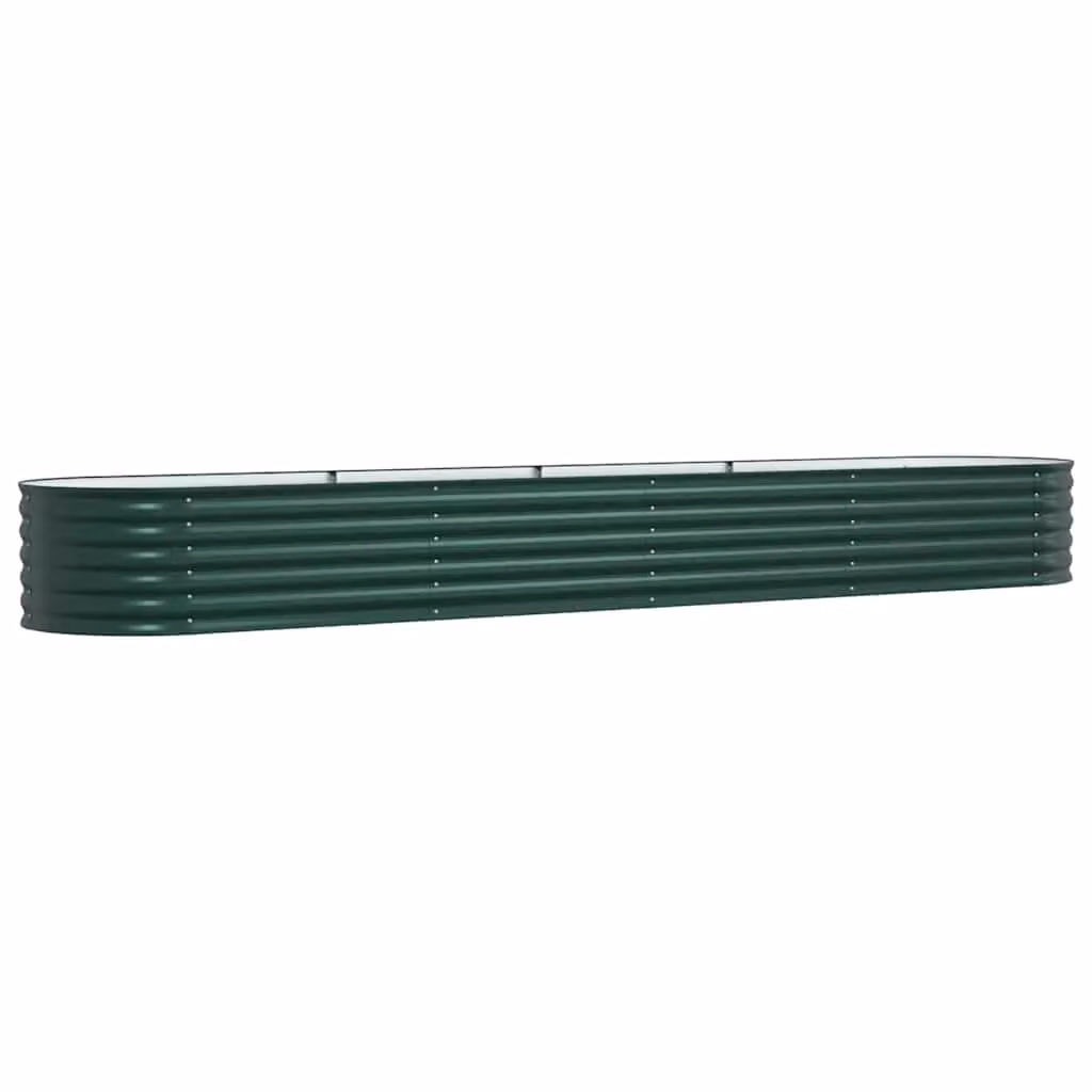 Fioriera rialzata moderna in acciaio verde HELLOSHOP26 per giardino o orto, L: 400 cm, P: 80 cm, H: 44 cm – 2