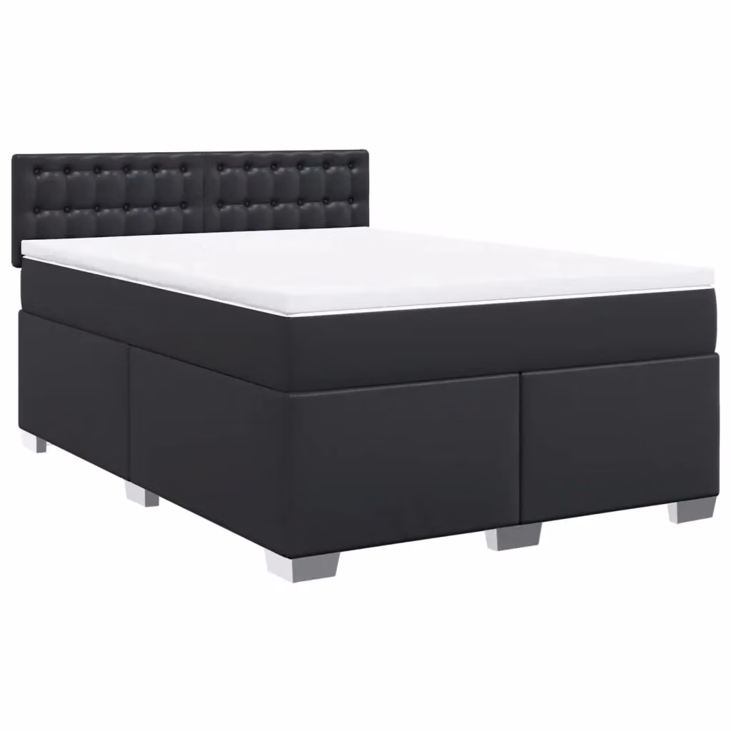 Letto a molle con materasso ibrido vidaXL in similpelle nero e bianco L/P: 160 x 200 cm – 2