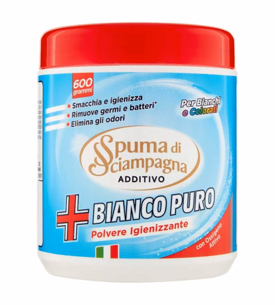 Spuma di Sciampagna Additivo Polvere Lavatrice Bianchi e Colorati 600g