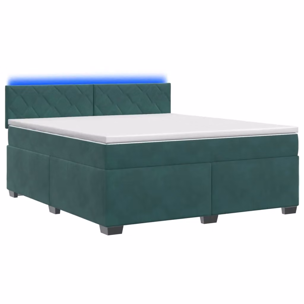 Letto con Box Spring, Materasso Ibrido e LED vidaXL, Verde, L/P/H: 140 x 200 x 88 cm – 2