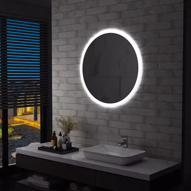 Specchio da bagno rotondo con LED vidaXL, colore argento, Diametro: 80 cm