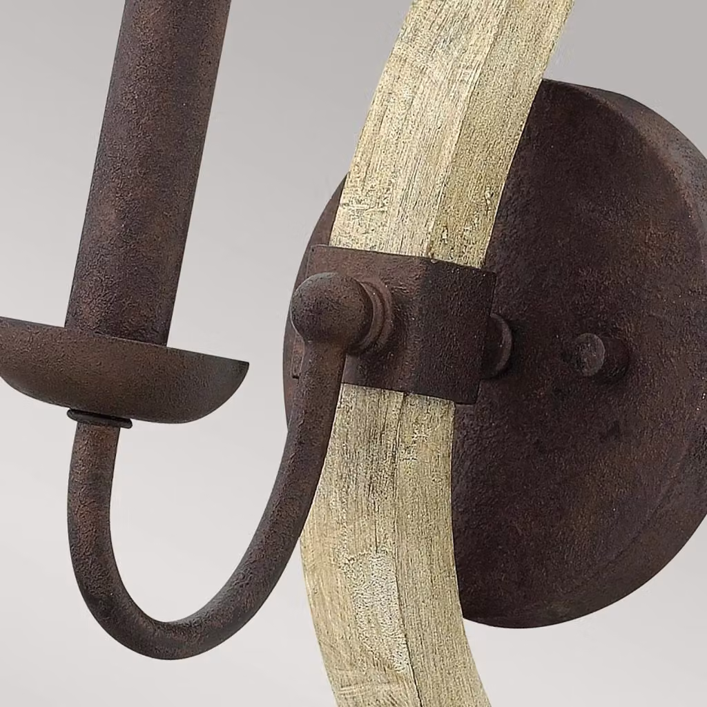 Applique Industrial Nordico Middlefield Hinkley in Metallo e Legno Marrone con 1 Luce E14 – 2