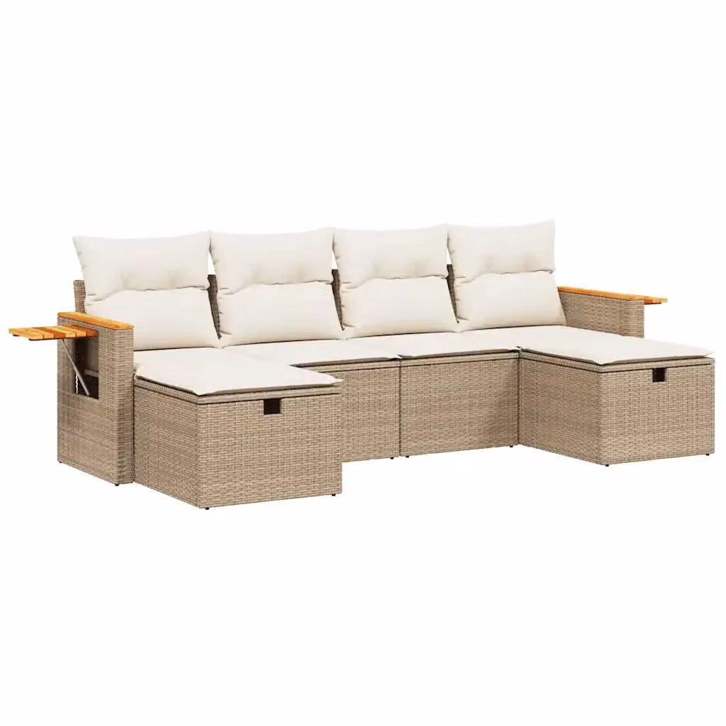 Set Divano da Giardino a L vidaXL in Polyrattan con Cuscini Beige e Struttura in Metallo – 2