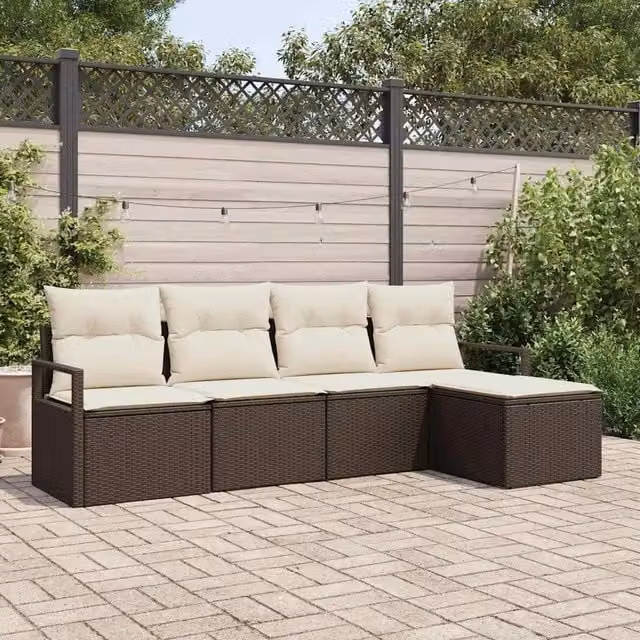 Set di divani 5 pz Marrone polyrattan 3346338