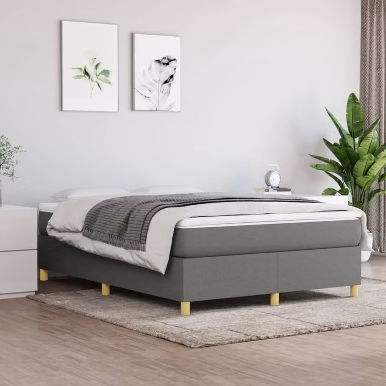 The Living Store Struttura letto grigio scuro 140x190 cm in tessuto