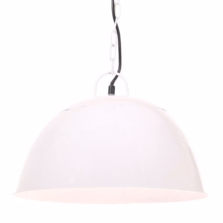 The Living Store Lampada a sospensione in stile industriale vintage 25 W bianca rotonda 41 cm E27