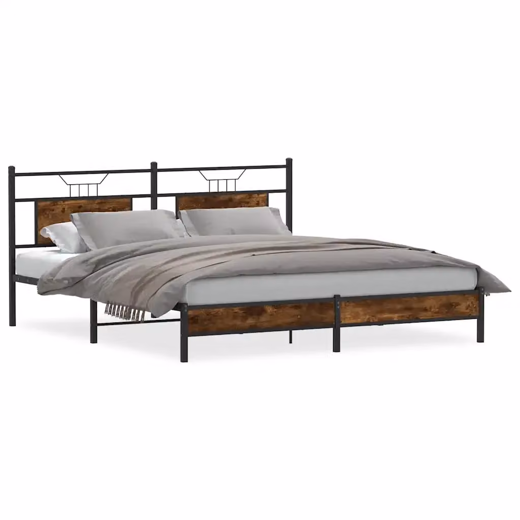 Struttura Letto Design Mania in Rovere Fumo e Metallo, L/P/H: 160 x 200 x 91.5 cm – 2