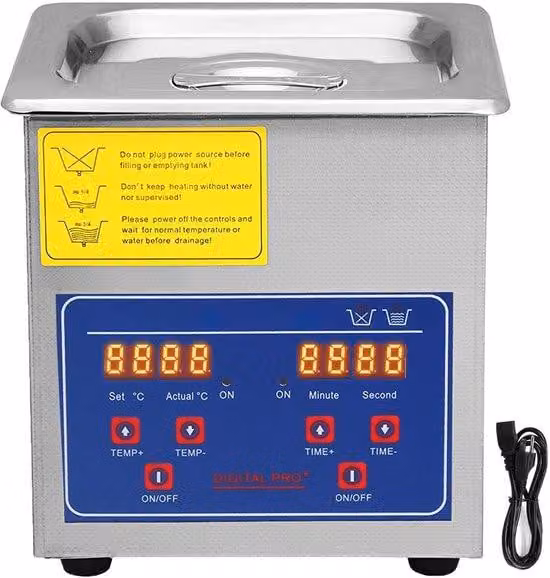 Pulitore ad ultrasuoni professionale da 1,3 L con timer digitale, riscaldamento e struttura in acciaio inossidabile, 40 kHz