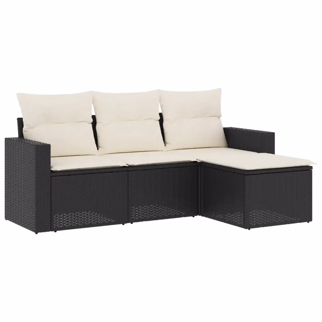 Set Divano da Giardino a L vidaXL 4 posti con Cuscini Nero e Struttura in Metallo e Polyrattan – 2