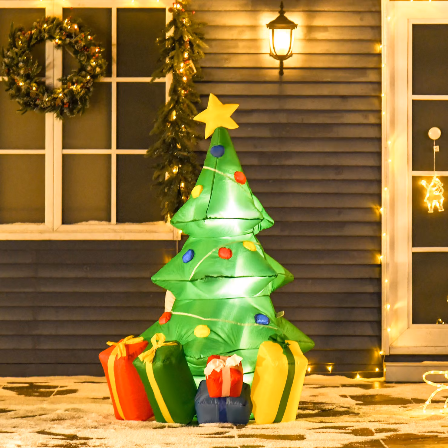 Albero di Natale Gonfiabile HOMCOM Verde con 3 Luci LED e Gonfiatore, Altezza: 150 cm – 2