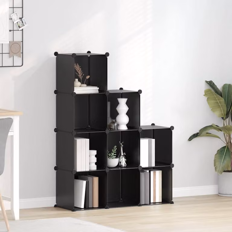 Organizzatore portaoggetti vidaXL con 9 cubi, nero, L: 94,5 cm, P: 31,5 cm, H: 124,0 cm