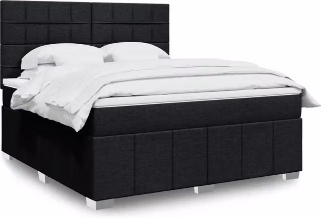 vidaXL Giroletto a Molle Ibrido con Materasso Nero e Bianco in Tessuto L/P: 180 x 200 cm – 2