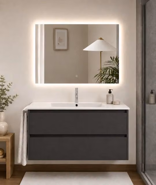 Mobile bagno con lavabo ORIGENBATH IBIZA senza specchio 90x45 cm grafite