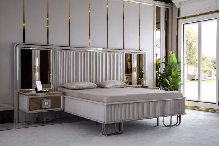 Bett Weiß Schön Design Modern Doppel Betten Schlafzimmer Elegantes Möbel
