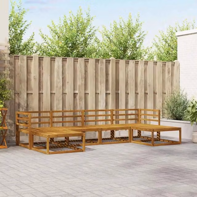 Set di divani da esterno 6 pz Naturale Legno di Acacia Massello 3367947