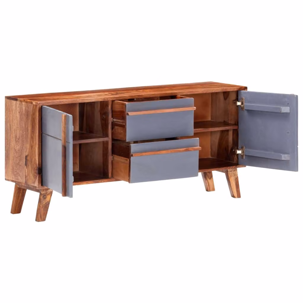 vidaXL Credenza grigia 120x30x55 cm in legno massello