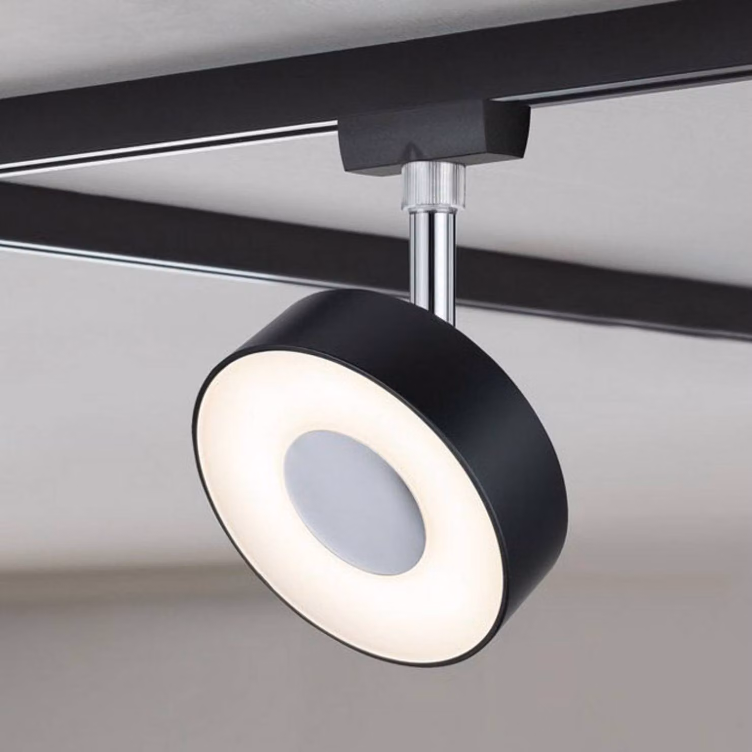 Paulmann URail Spot Circle nero dimming 4.000 K Circle, dimmerabile, Nero, Soggiorno / Sala da pranzo, Metallo, Moderno