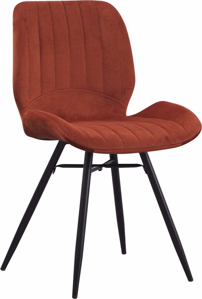Sedia da pranzo Happyment Hika - sedia da pranzo - velluto - gambe in metallo - arancione - altezza 47cm
