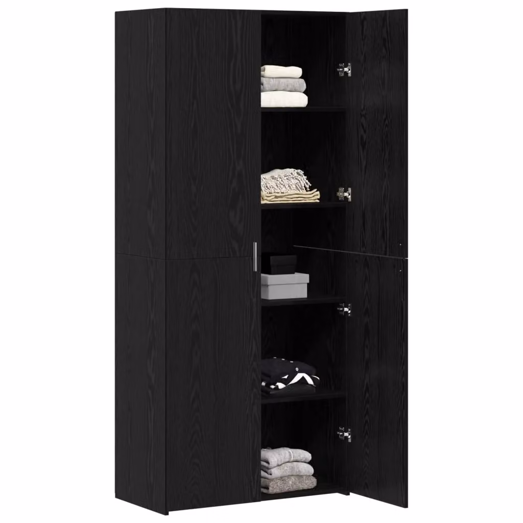 Credenza moderna vidaXL in rovere nero e marrone con ante a battente e ripiani interni L: 80 cm, P: 42 cm, H: 185 cm – 2