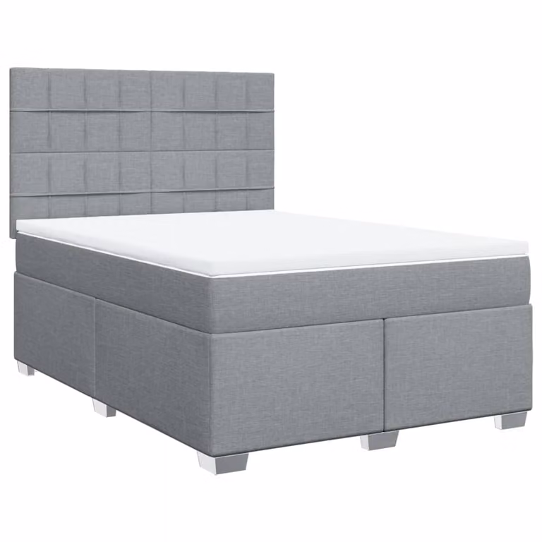 Giroletto a Molle con Materasso Grigio Chiaro 160x200cm Tessuto