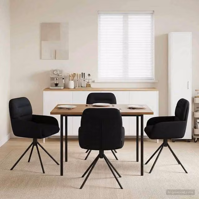 Set di 4 sedie da pranzo girevoli vidaXL in similpelle nero, L/P/H: 59 x 59,5 x 90 cm – 1